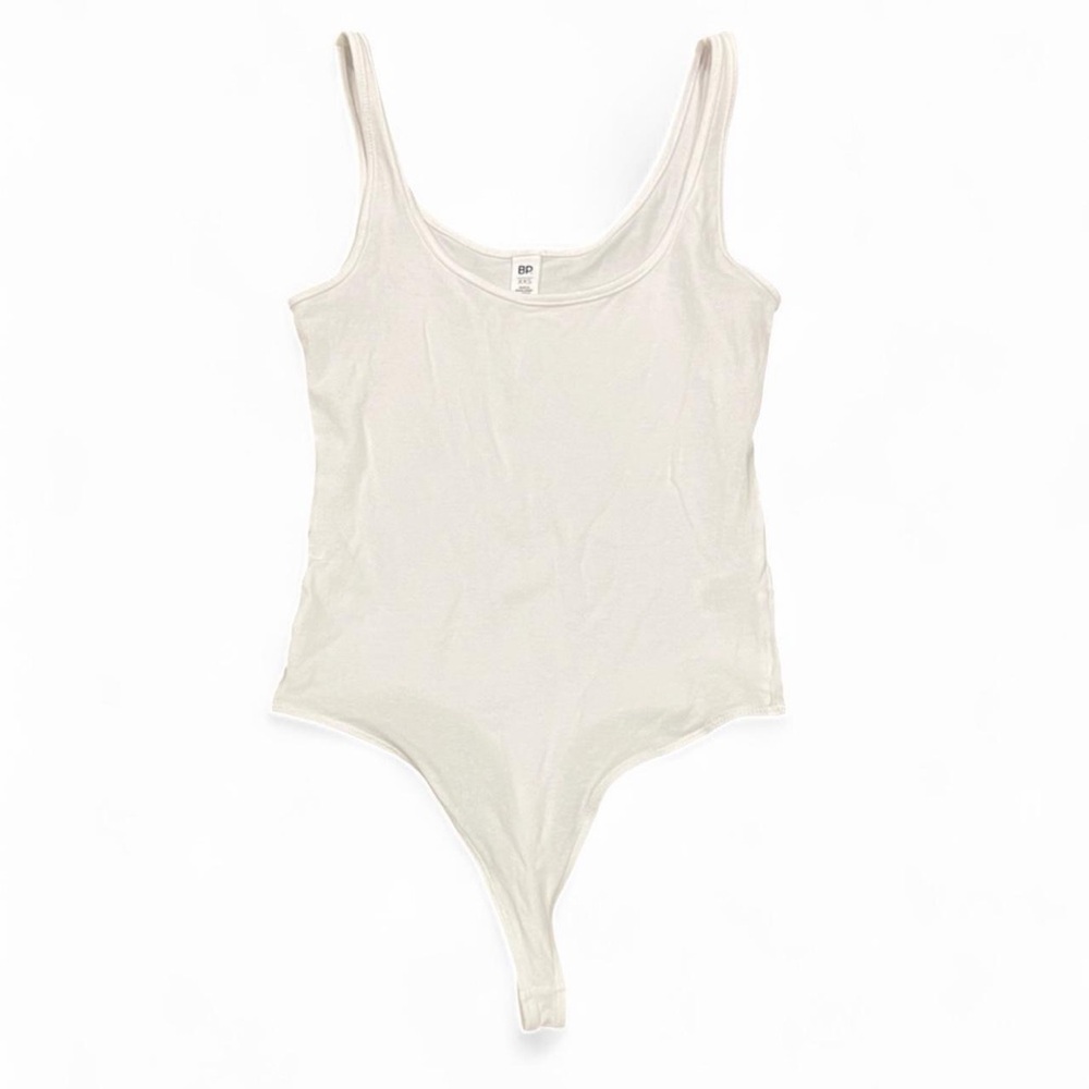 BP Double Scoop Stretch Cotton Bodysuit White XXS - Picture 4 of 8